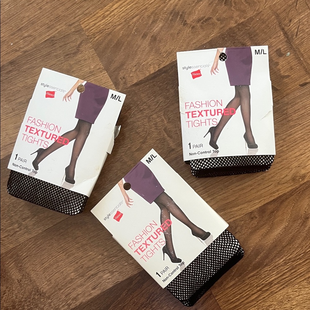 Black Fishnet Tights Bundle of 3 Pair New